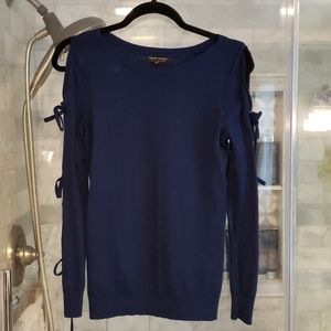 Banana Republic Navy Sweater Medium tie sleeves